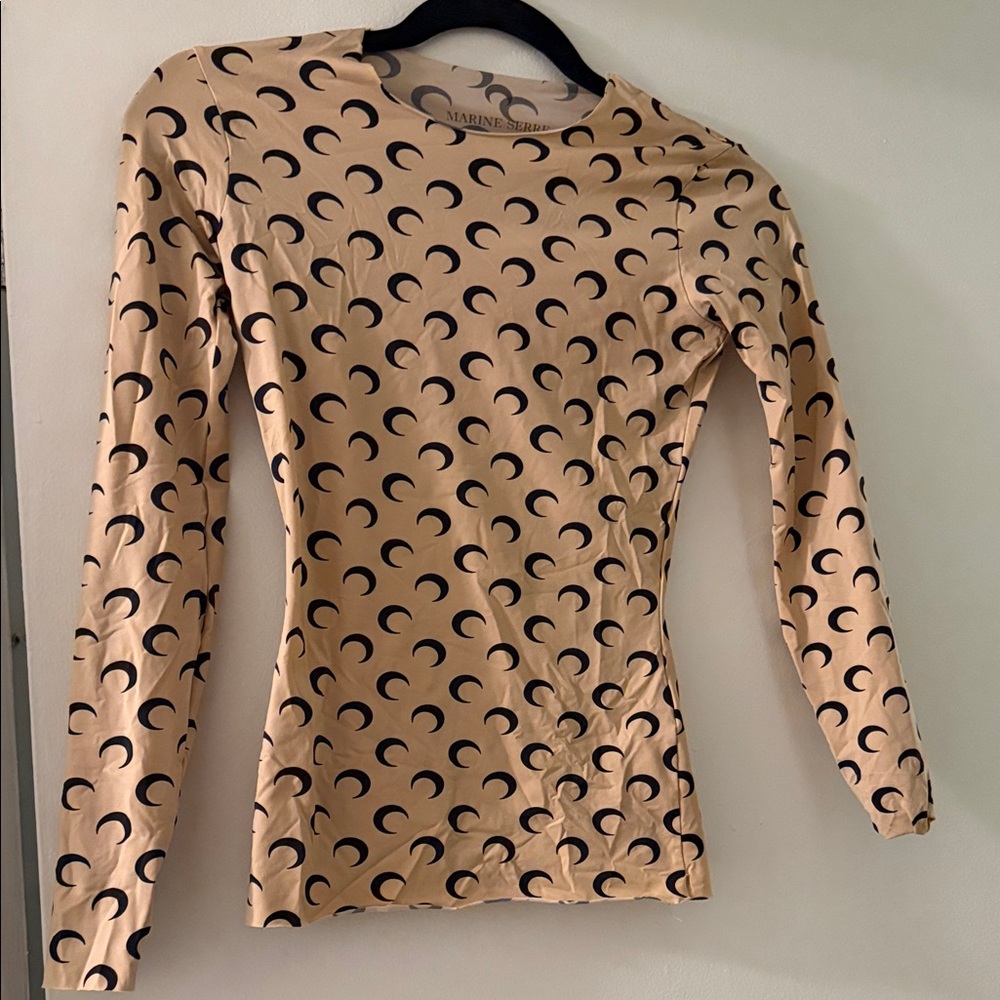Marine Serre Beige and Black Crescent Moon Top